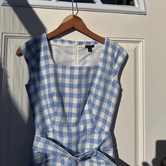 Ann Taylor Baby Blue Gingham Petite Dress - Picture 7 of 8